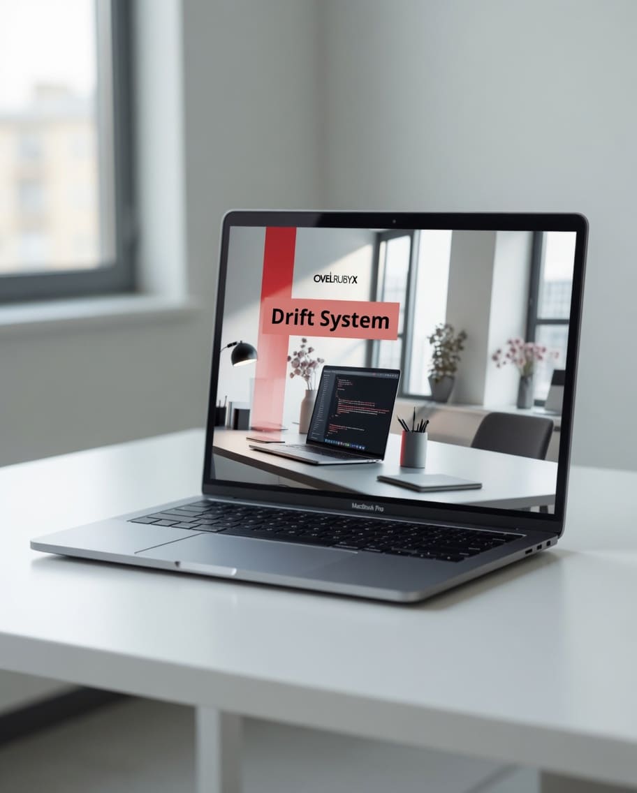 Laptop on a desk with a blurred office background