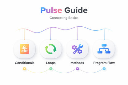 Pulse Guide diagram with icons and text on a white background